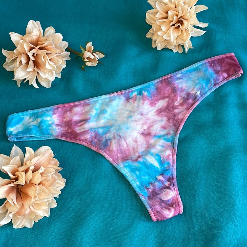 Pink and Blue Tie-dye Thong